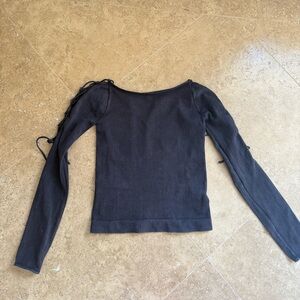 Black Long Sleeve Ribbed Top